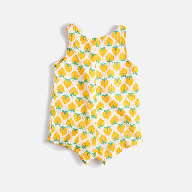 Baby Cotton Playsuit - Strawberry