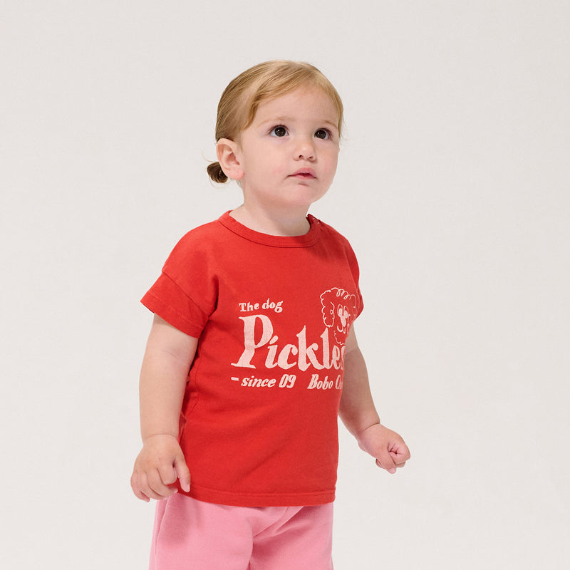 Baby Cotton T-Shirt - Red Pickles the Dog