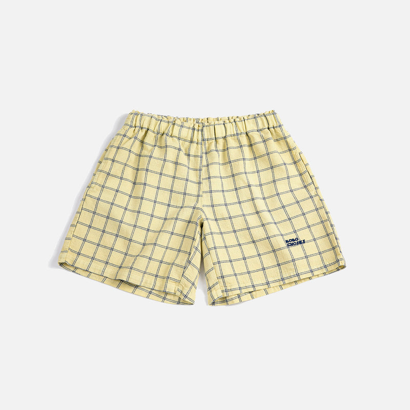 Kids Cotton Bermuda Shorts - Spicy Window Pane