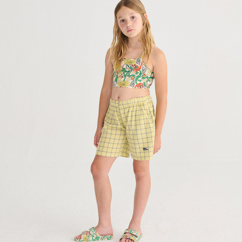 Kids Cotton Bermuda Shorts - Spicy Window Pane