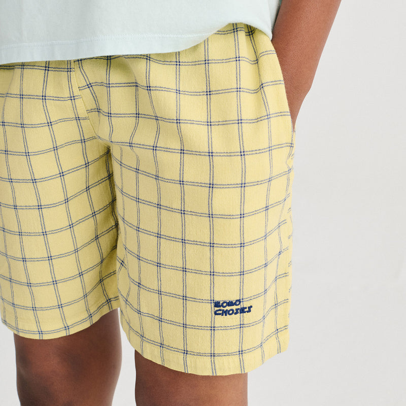 Kids Cotton Bermuda Shorts - Spicy Window Pane