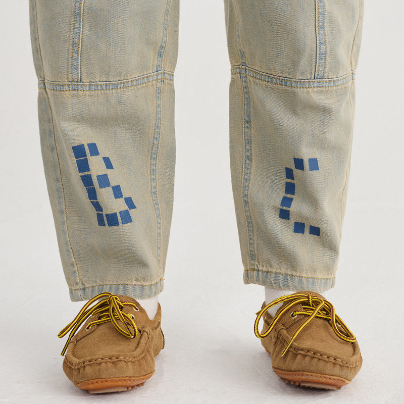 Kids Cotton Denim Pants - Square Bobo Choses