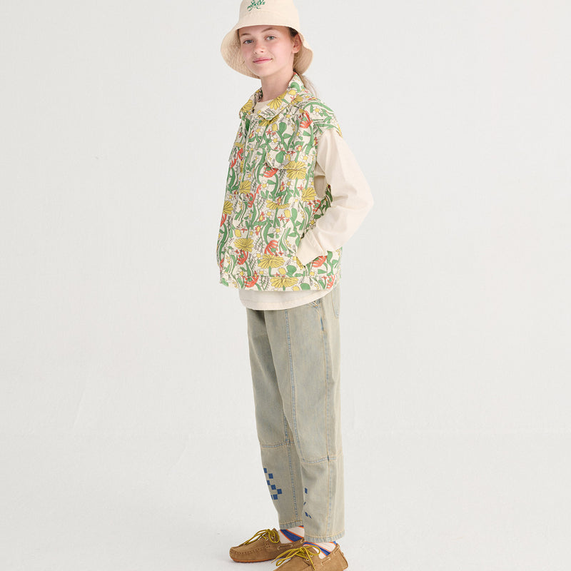 Kids Cotton Denim Pants - Square Bobo Choses