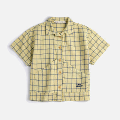 Kids Cotton SS Shirt- Spicy Window Pane
