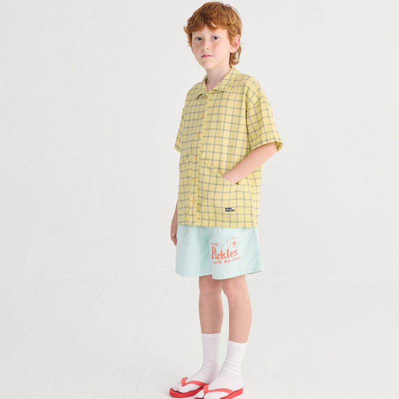 Kids Cotton SS Shirt- Spicy Window Pane