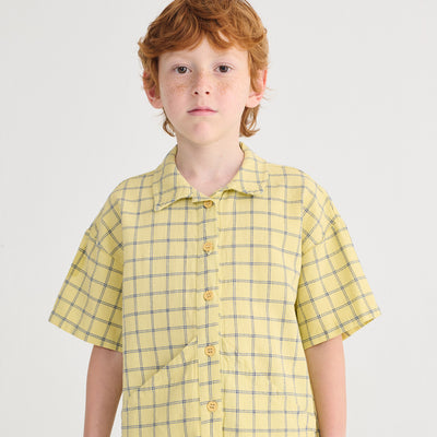 Kids Cotton SS Shirt- Spicy Window Pane