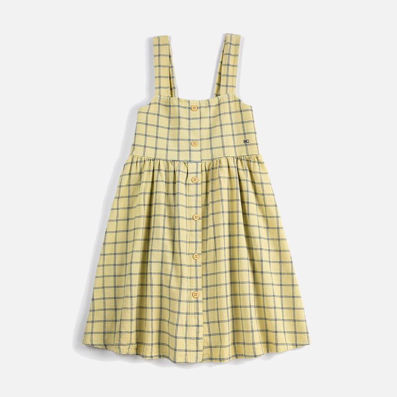 Kids Cotton Strap Dress - Spicy Window Pane