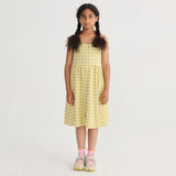 Kids Cotton Strap Dress - Spicy Window Pane