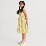 Kids Cotton Strap Dress - Spicy Window Pane