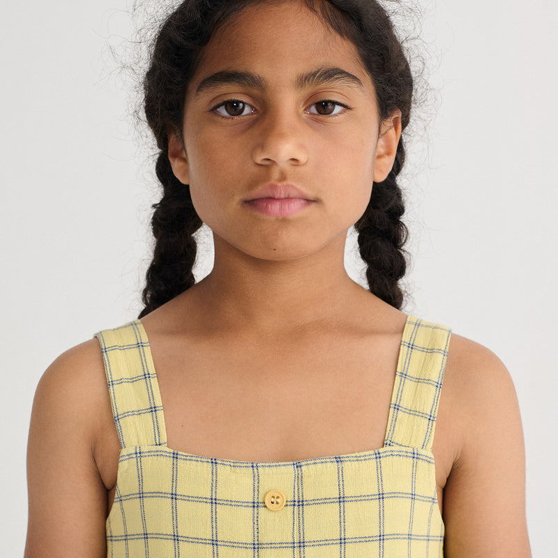 Kids Cotton Strap Dress - Spicy Window Pane