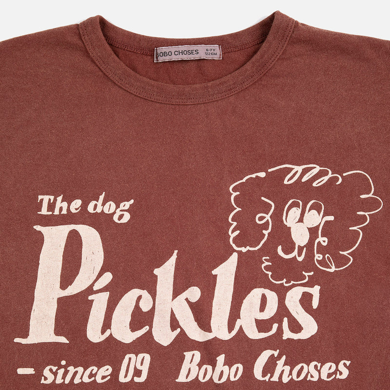 Kids Cotton T-Shirt - Brown Pickles the Dog