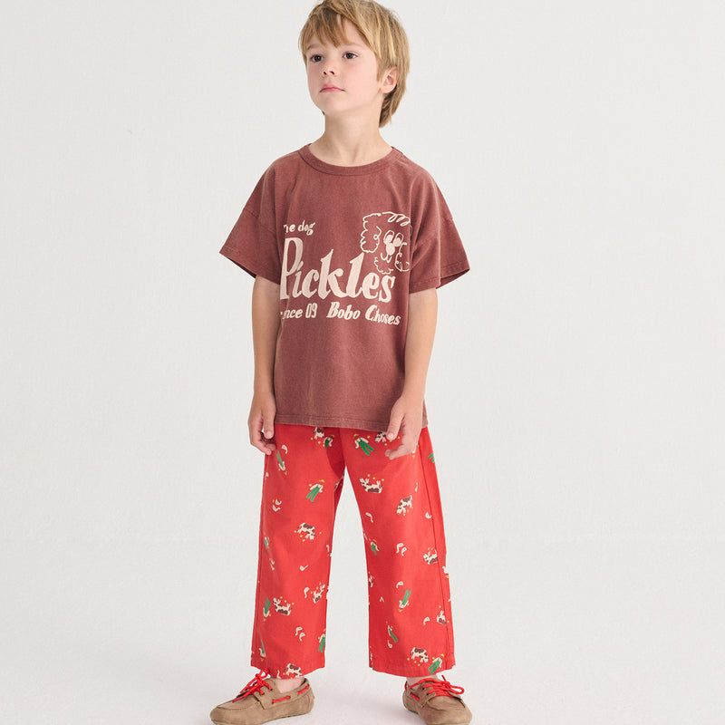 Kids Cotton T-Shirt - Brown Pickles the Dog