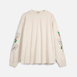 Women's Cotton Pickles Relaxed LS T-shirt - Ecru