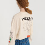 Women's Cotton Pickles Relaxed LS T-shirt - Ecru