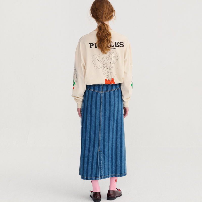 Women's Cotton Pickles Relaxed LS T-shirt - Ecru