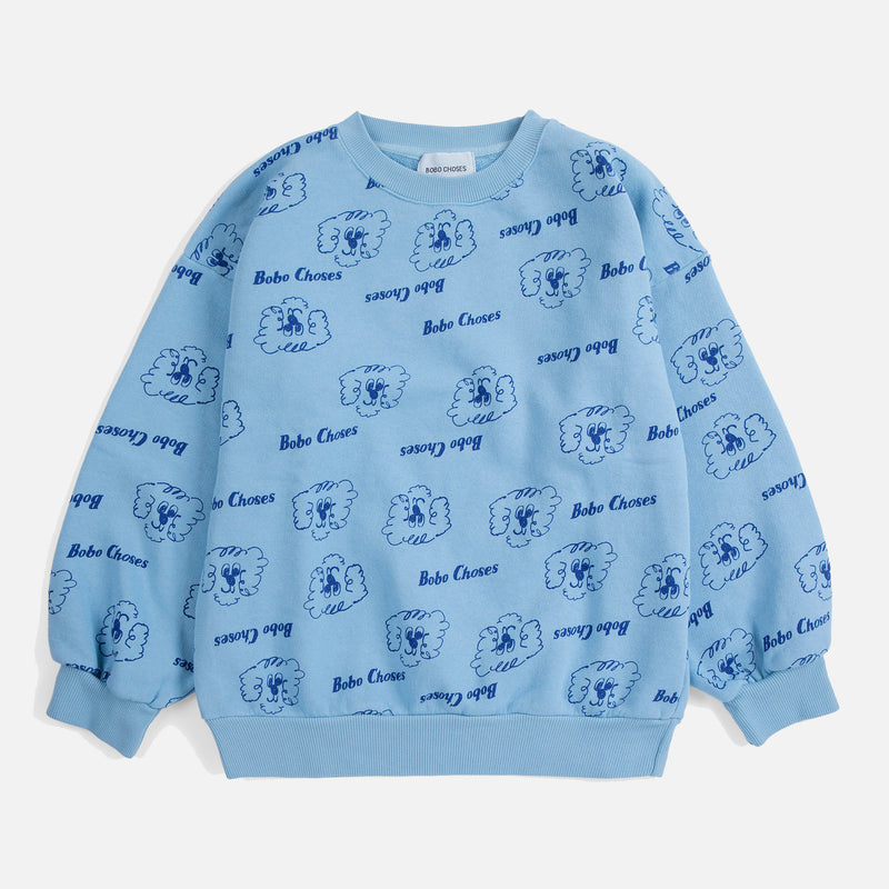 Kids Cotton Sweatshirt - Prussian Blue Pickles the Dog