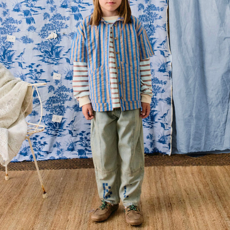 Kids Cotton Denim Pants - Square Bobo Choses