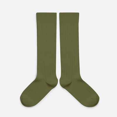 Adult's Cotton Knee Socks - Olive