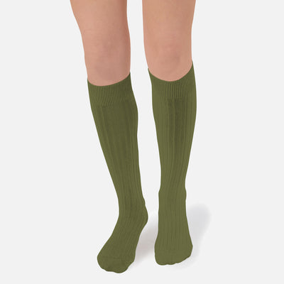 Adult's Cotton Knee Socks - Olive