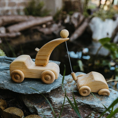 Wooden Small Tow Truck With Small Car