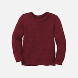 Merino Wool Aran Jumper - Cassis