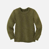 Merino Wool Aran Jumper - Olive