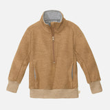 Light Weight Boiled Merino Wool Half Zip Sweater - Caramel