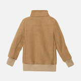 Light Weight Boiled Merino Wool Half Zip Sweater - Caramel