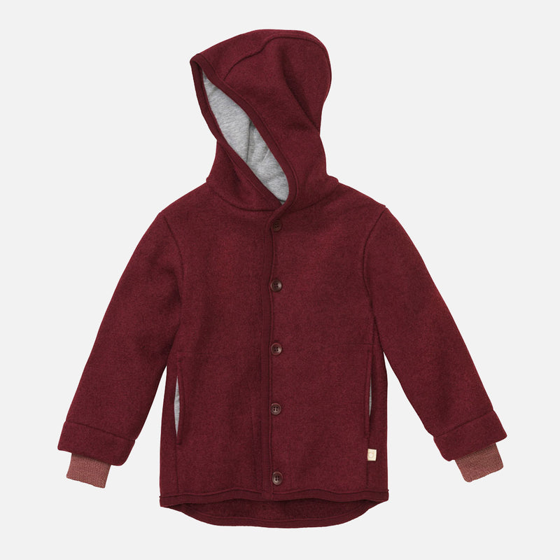 Baby/Kids' Boiled Merino Wool Jacket in red sizes mth-10 yrs