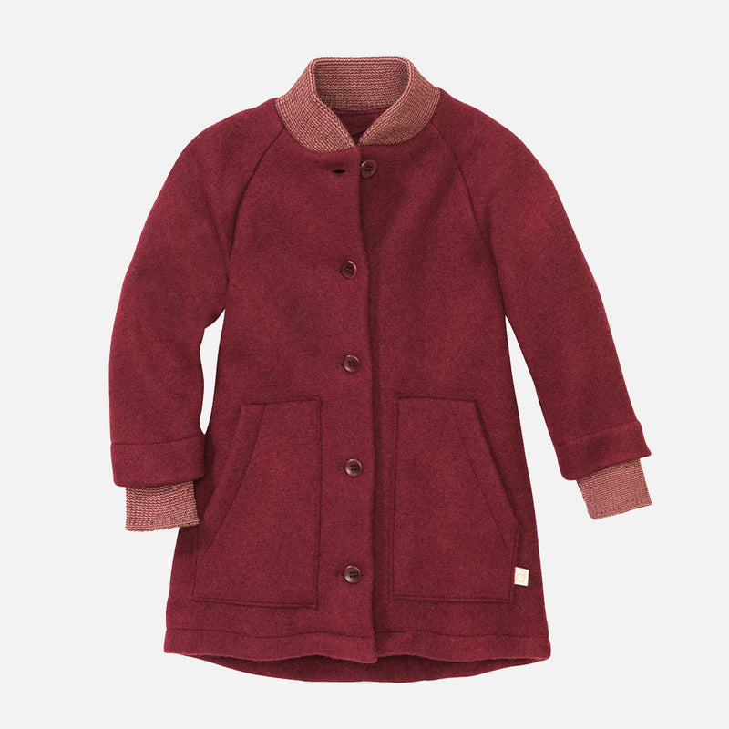 Boiled Merino Wool Coat - Cassis