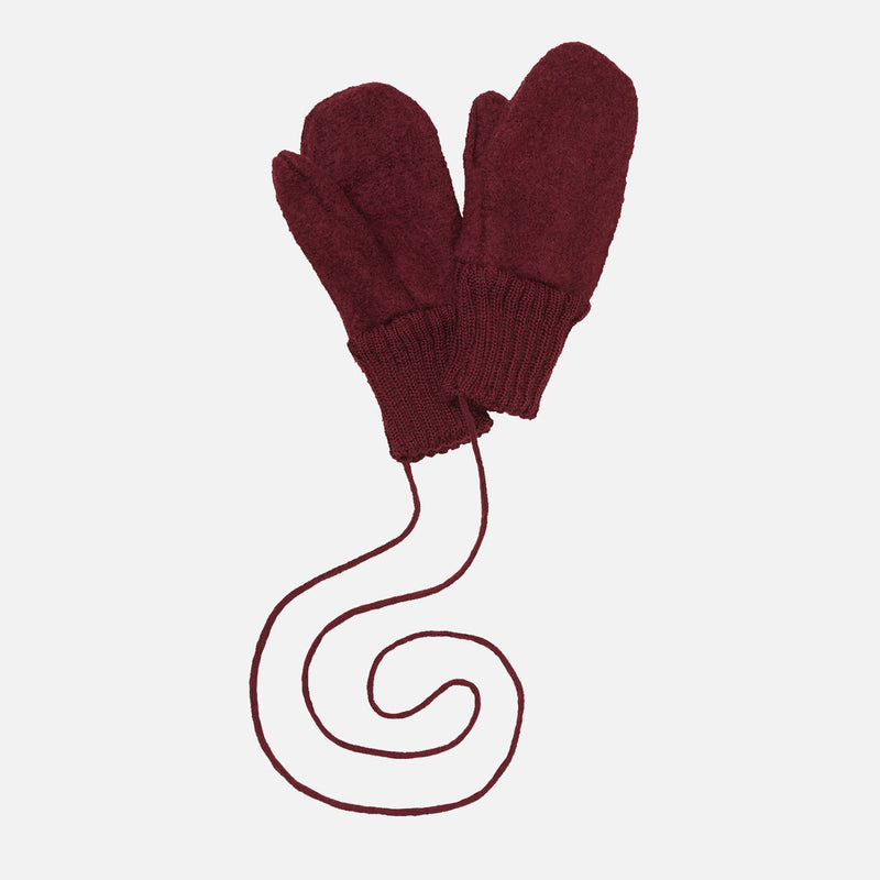 Boiled Merino Wool Mittens - Cassis