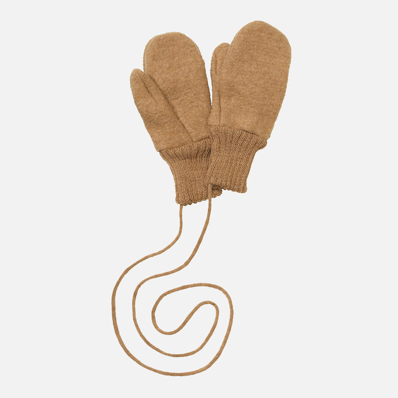 Boiled Merino Wool Mittens - Caramel