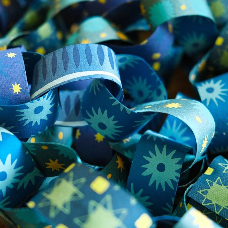 Handmade Paper Chain Kit - Blue & Yellow