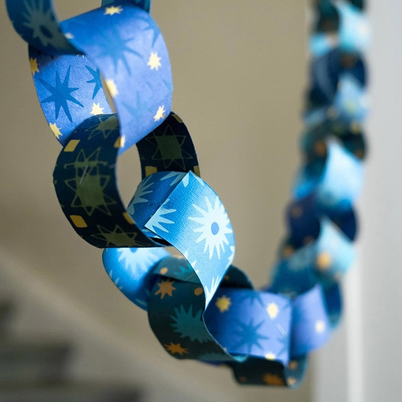 Handmade Paper Chain Kit - Blue & Yellow