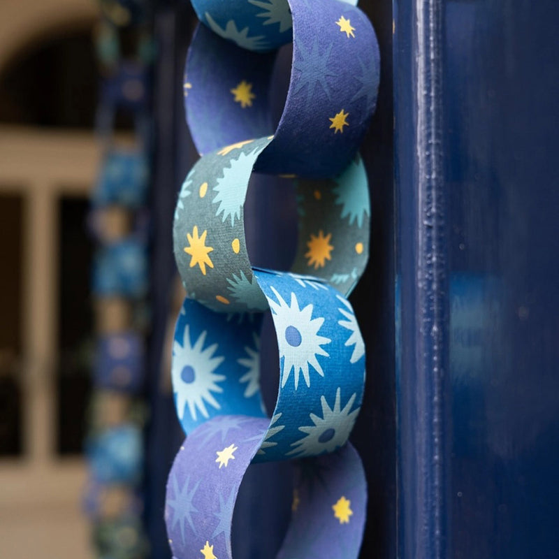 Handmade Paper Chain Kit - Blue & Yellow