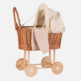 Wicker Doll/Teddy Pram - Eggshell