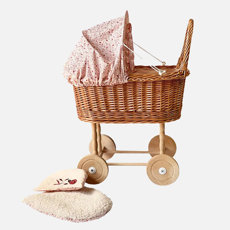 Wicker Doll/Teddy Pram - Ladybug