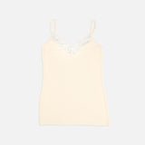 Women's Merino Wool & Silk Strappy Lace Top - Natural