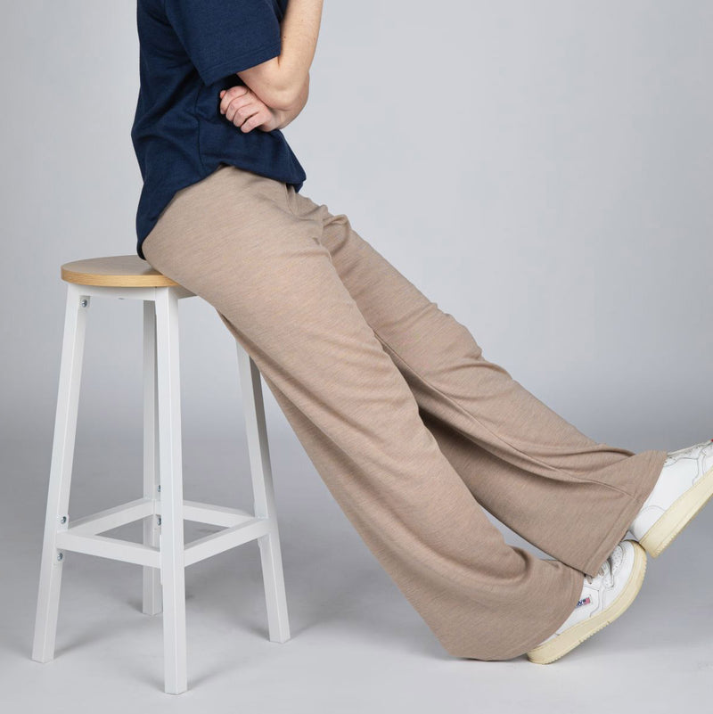 Women's Merino Wool & Silk Interlock Lounge Pants - Sand