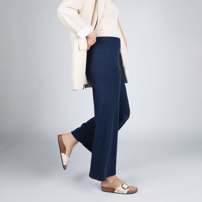Women's Merino Wool & Silk Interlock Lounge Pants - Marine