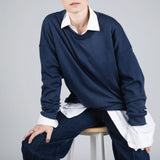 Adult's Merino Wool & Silk Interlock Sweatshirt - Marine