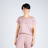 Women's Merino Wool & Silk Interlock Tee - Dusty Rose