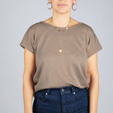 Women's Merino Wool & Silk Interlock Tee - Sand