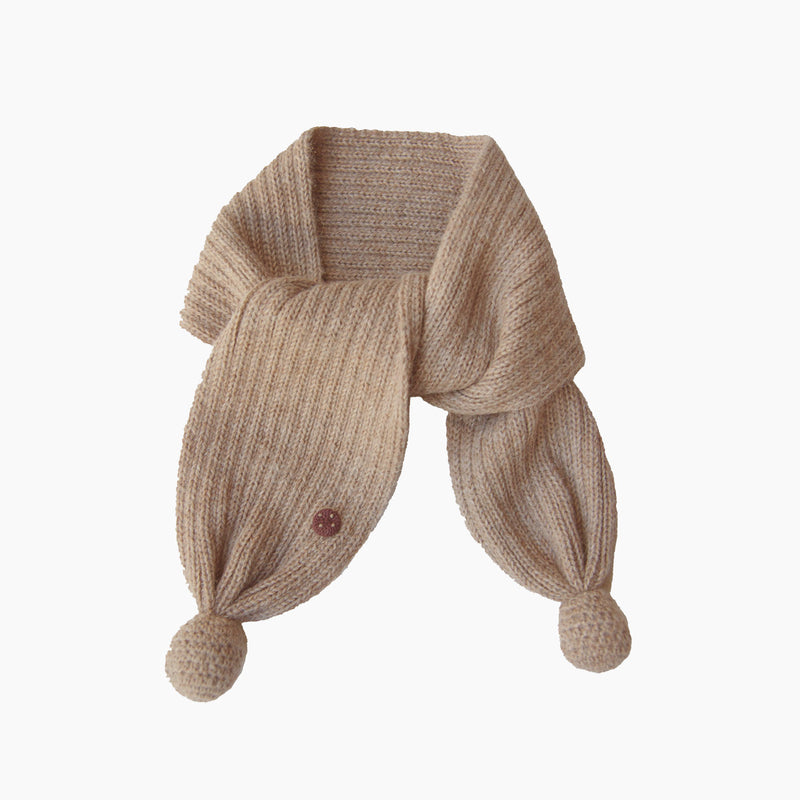 Alpaca Pompom Scarf - Pebble