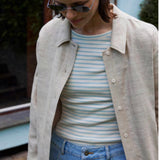 Women's Cotton Blossom Stripe Top - Ashley Blue