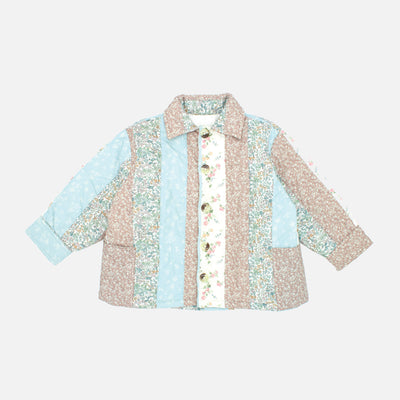 Cotton Quilted Patchwork Chore Jacket - Soft Blue 