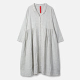 Women's Cotton/Linen Helin Coat Dress - Fog Stripe