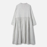 Women's Cotton/Linen Helin Coat Dress - Fog Stripe