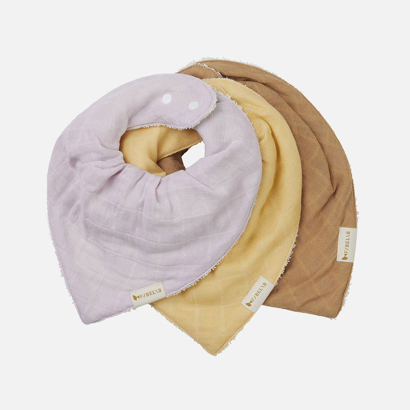 Cotton Muslin/Terry Bandana Bib - Stardust - Set of 3