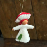 Handmade Small Wool Hanging Fairy - Red Fungus - Brown